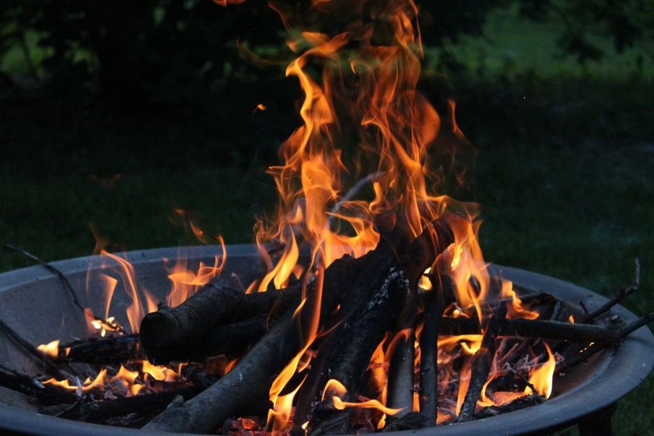 backyard evening firelight