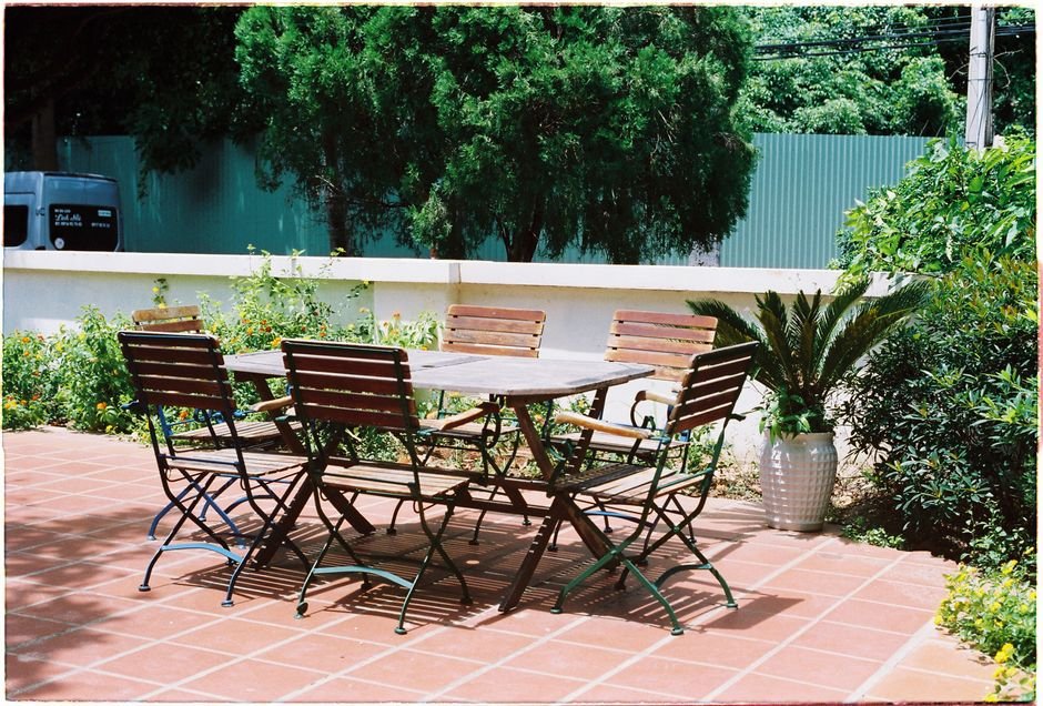 backyard patio afternoon light