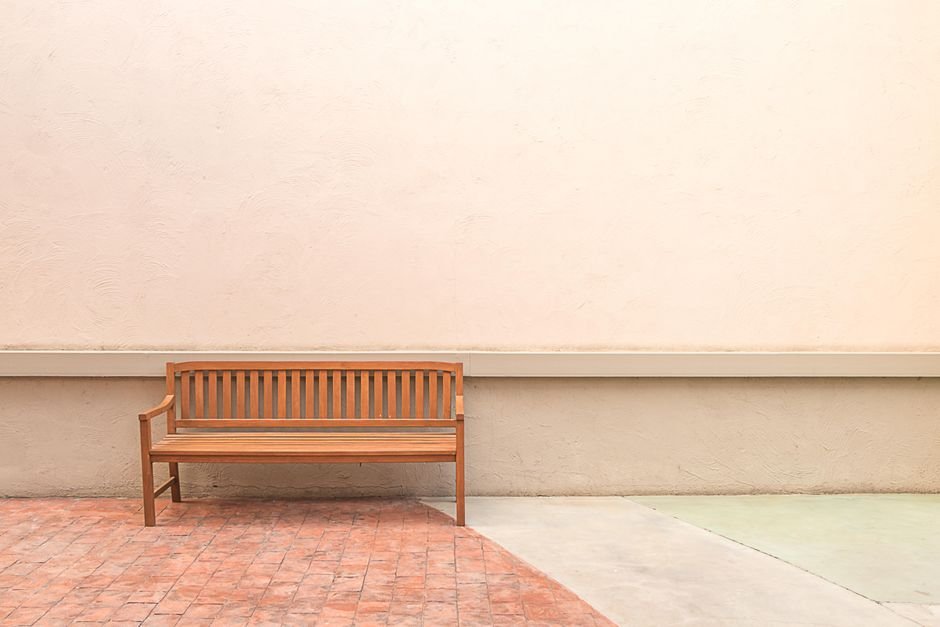 wooden bench outdoor patio